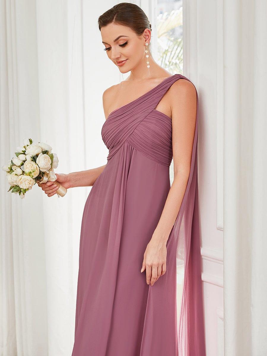 ever ANAYA|One Shoulder Pleated Chiffion Bridesmaid Sleeves