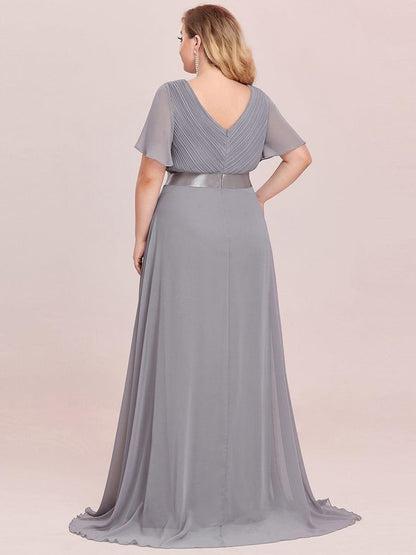 pretty MONICA|Plus Size Simple Empire Waist Flutter Sleeve Evening Dress