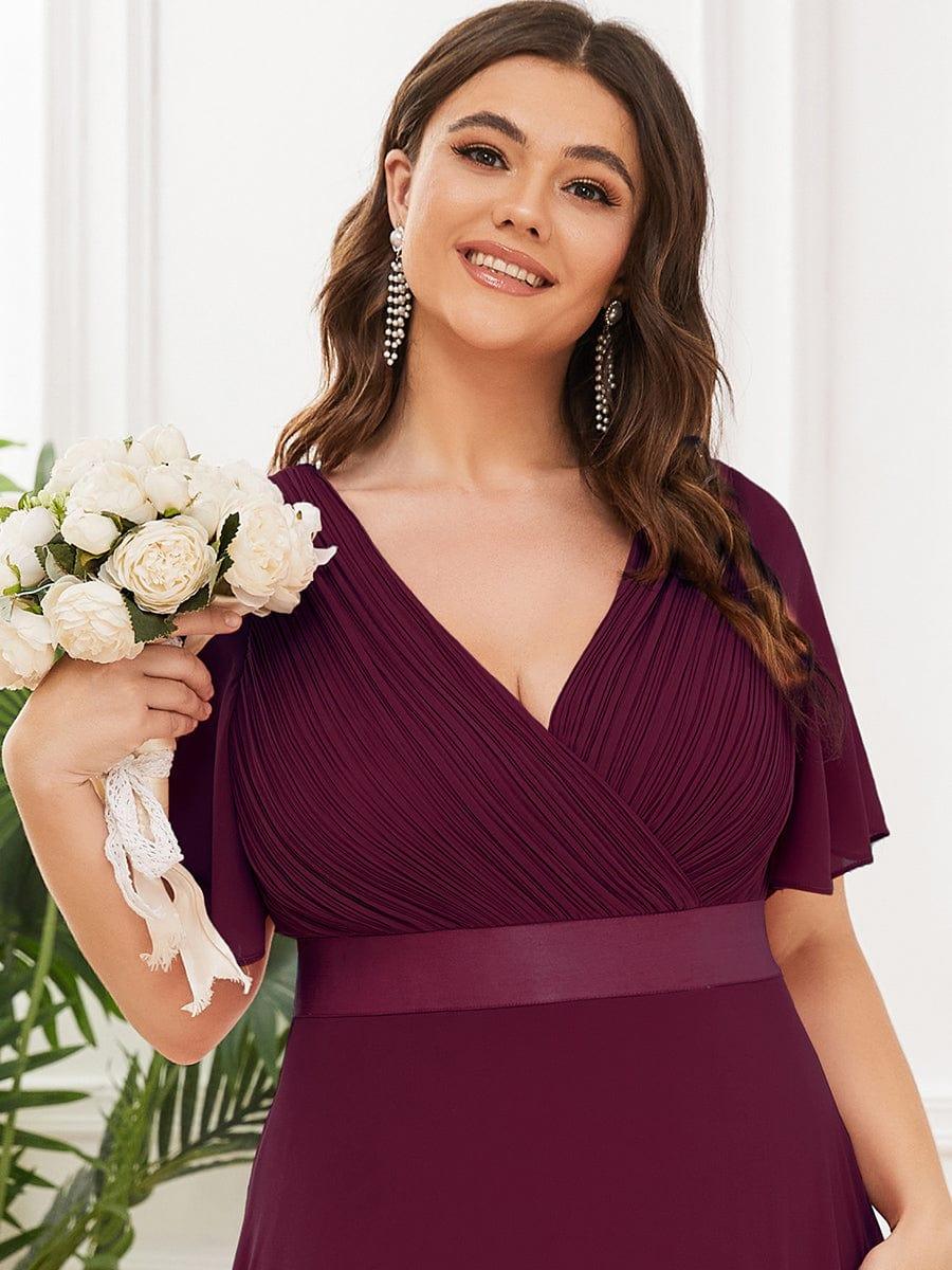 pretty MONICA|Plus Size Simple Empire Waist Flutter Sleeve Evening Dress