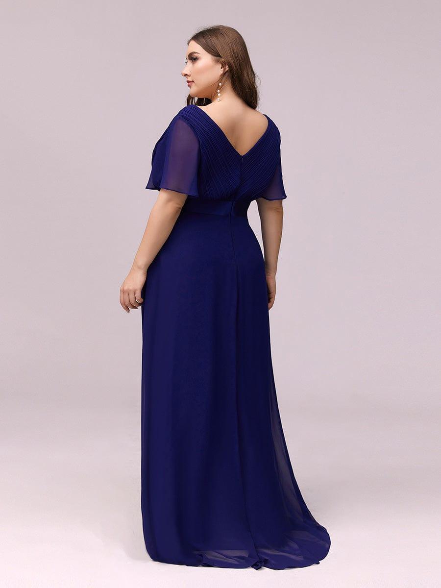 pretty MONICA|Plus Size Simple Empire Waist Flutter Sleeve Evening Dress