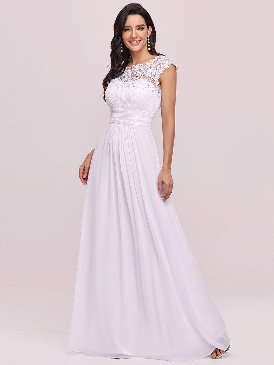 Maxi Lace Cap Sleeve Long Formal Evening Dress