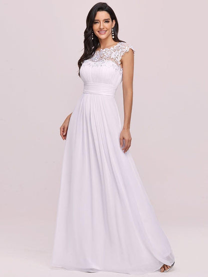 Maxi Lace Cap Sleeve Long Formal Evening Dress