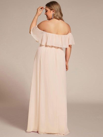 ever ÉMILE|Plus Size Off the Shoulder Formal Bridesmaid Dress with Thigh Split