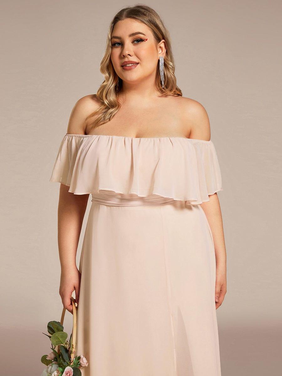 ever ÉMILE|Plus Size Off the Shoulder Formal Bridesmaid Dress with Thigh Split