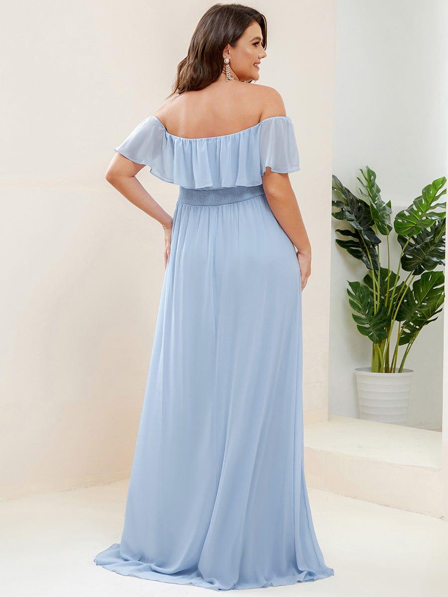 ever ÉMILE|Plus Size Off the Shoulder Formal Bridesmaid Dress with Thigh Split