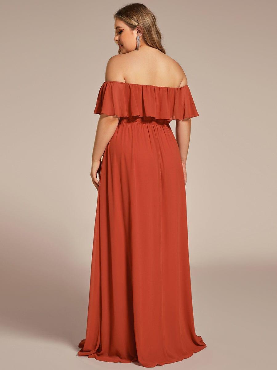 ever ÉMILE|Plus Size Off the Shoulder Formal Bridesmaid Dress with Thigh Split
