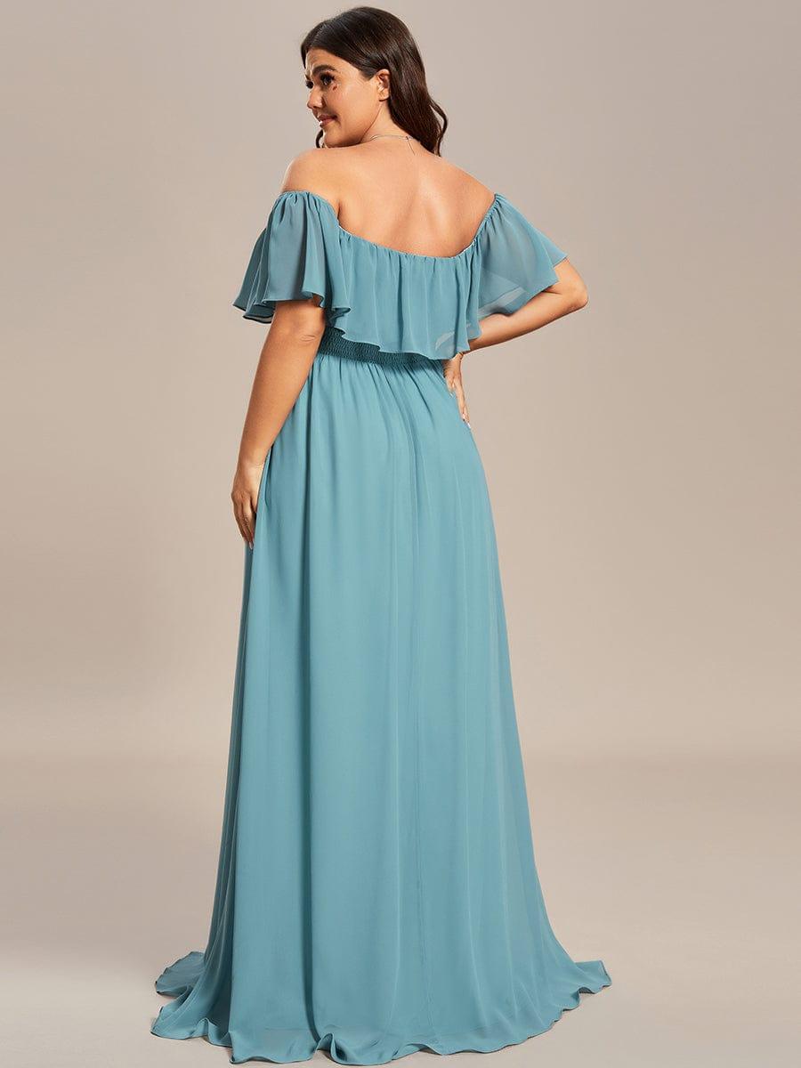 ever ÉMILE|Plus Size Off the Shoulder Formal Bridesmaid Dress with Thigh Split