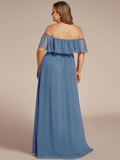 ever ÉMILE|Plus Size Off the Shoulder Formal Bridesmaid Dress with Thigh Split