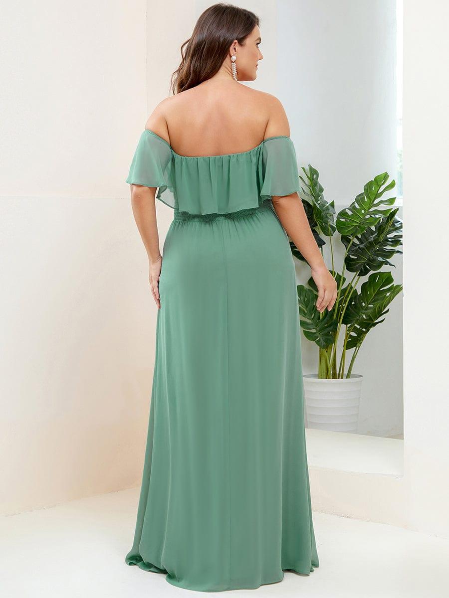 ever ÉMILE|Plus Size Off the Shoulder Formal Bridesmaid Dress with Thigh Split