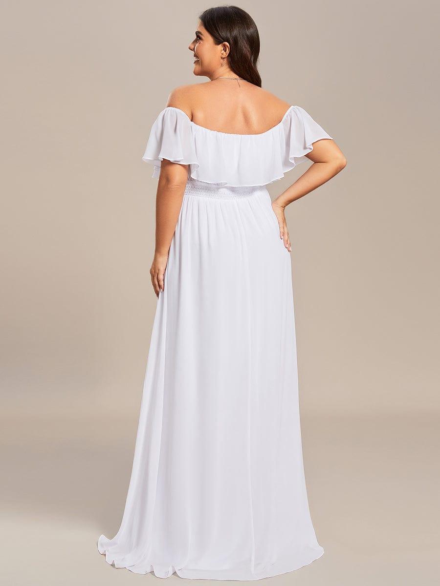 ever ÉMILE|Plus Size Off the Shoulder Formal Bridesmaid Dress with Thigh Split