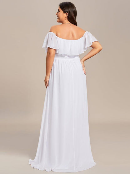 ever ÉMILE|Plus Size Off the Shoulder Formal Bridesmaid Dress with Thigh Split