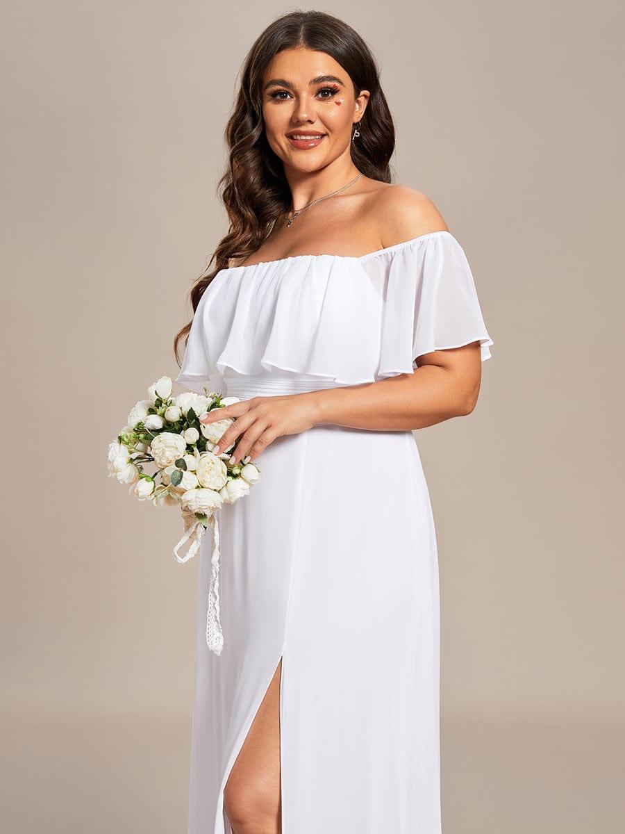 ever ÉMILE|Plus Size Off the Shoulder Formal Bridesmaid Dress with Thigh Split