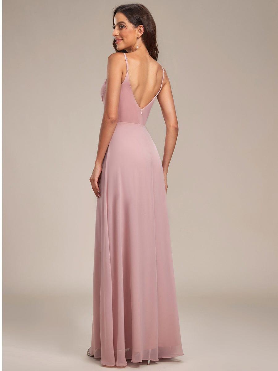 ever REN¨¦|Pleated V-Neck Spaghetti Strap High Slit Bridesmaid Dress