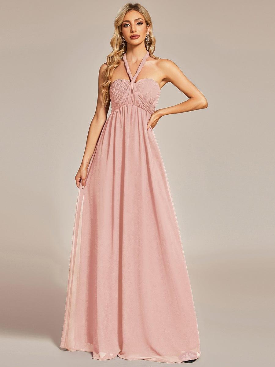 Convertible Chiffon Pleated Strapless Tie-Waist Bridesmaid Dress