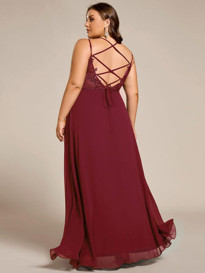 pretty RUBY|Plus Size Convertible Lace-Up Chiffon Bridesmaid Dress