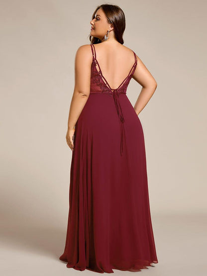 pretty RUBY|Plus Size Convertible Lace-Up Chiffon Bridesmaid Dress