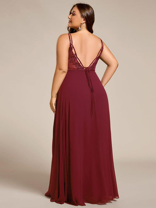 pretty RUBY|Plus Size Convertible Lace-Up Chiffon Bridesmaid Dress