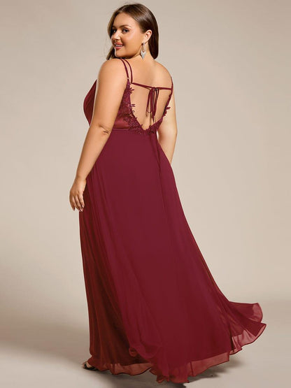 pretty RUBY|Plus Size Convertible Lace-Up Chiffon Bridesmaid Dress