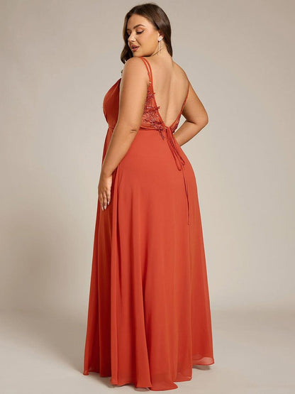 pretty RUBY|Plus Size Convertible Lace-Up Chiffon Bridesmaid Dress