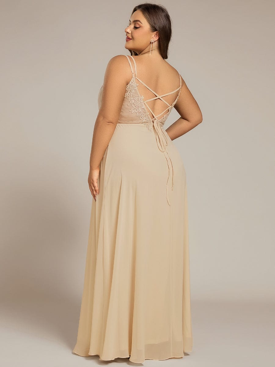 pretty RUBY|Plus Size Convertible Lace-Up Chiffon Bridesmaid Dress