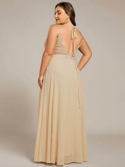 pretty RUBY|Plus Size Convertible Lace-Up Chiffon Bridesmaid Dress