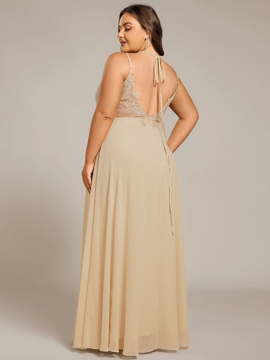pretty RUBY|Plus Size Convertible Lace-Up Chiffon Bridesmaid Dress