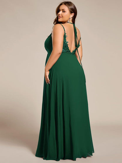 pretty RUBY|Plus Size Convertible Lace-Up Chiffon Bridesmaid Dress