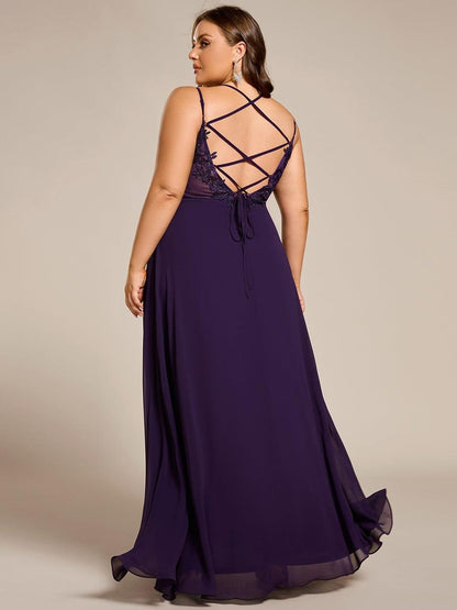pretty RUBY|Plus Size Convertible Lace-Up Chiffon Bridesmaid Dress