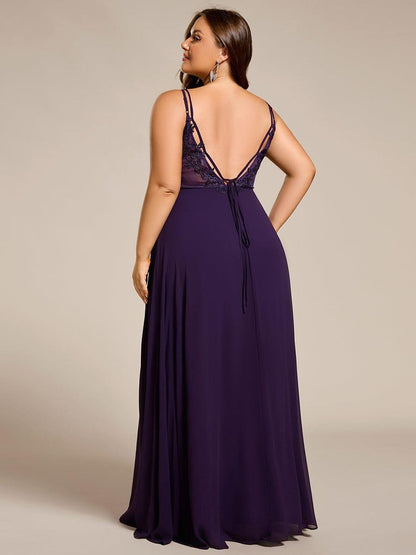 pretty RUBY|Plus Size Convertible Lace-Up Chiffon Bridesmaid Dress