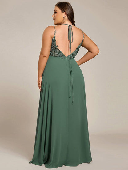 pretty RUBY|Plus Size Convertible Lace-Up Chiffon Bridesmaid Dress