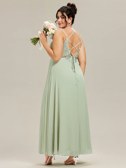 pretty RUBY|Plus Size Convertible Lace-Up Chiffon Bridesmaid Dress