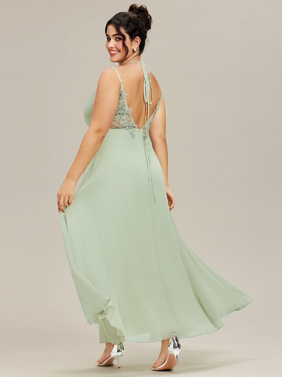 pretty RUBY|Plus Size Convertible Lace-Up Chiffon Bridesmaid Dress