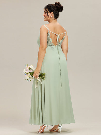 pretty RUBY|Plus Size Convertible Lace-Up Chiffon Bridesmaid Dress