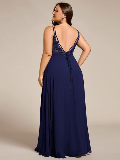 pretty RUBY|Plus Size Convertible Lace-Up Chiffon Bridesmaid Dress