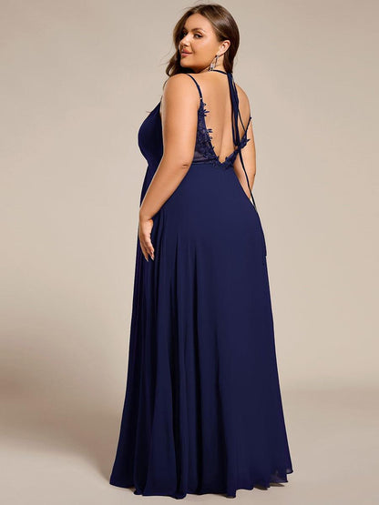pretty RUBY|Plus Size Convertible Lace-Up Chiffon Bridesmaid Dress