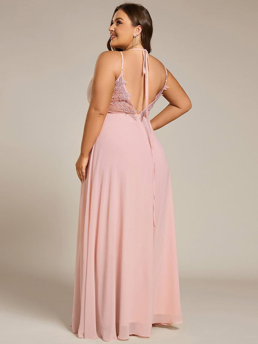 pretty RUBY|Plus Size Convertible Lace-Up Chiffon Bridesmaid Dress