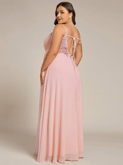 pretty RUBY|Plus Size Convertible Lace-Up Chiffon Bridesmaid Dress