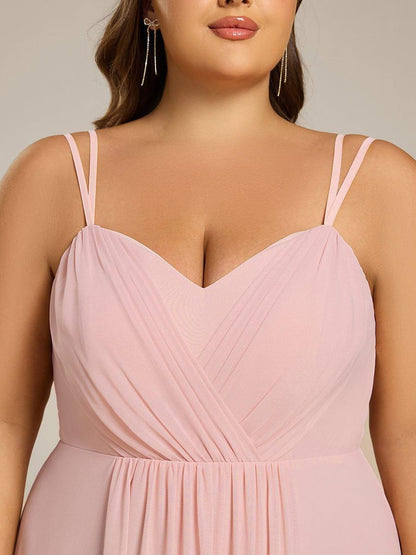pretty RUBY|Plus Size Convertible Lace-Up Chiffon Bridesmaid Dress