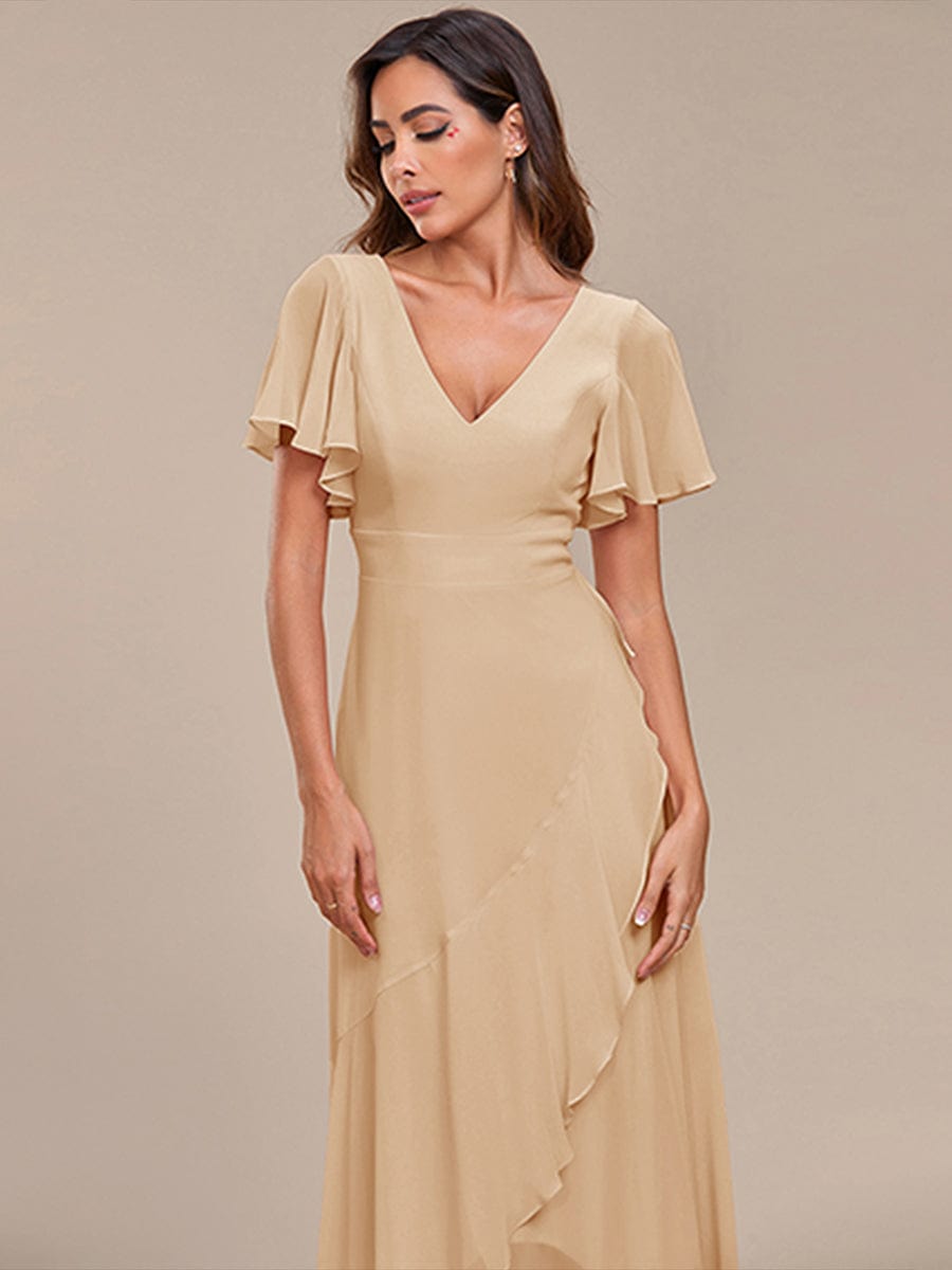 ever OREE|Ruffles Sleeve V-Neck Chiffon Bridesmaid Dress