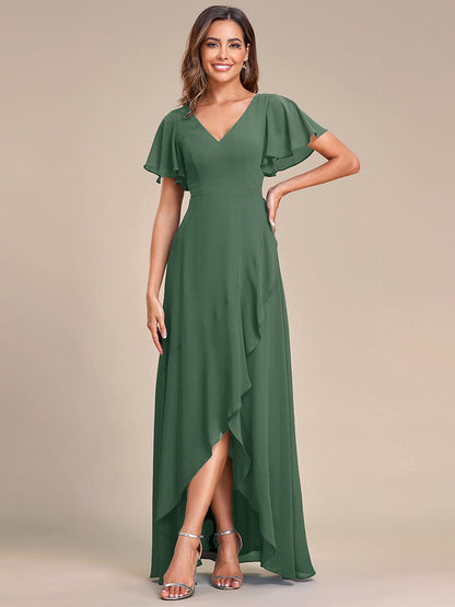 ever OREE|Ruffles Sleeve V-Neck Chiffon Bridesmaid Dress