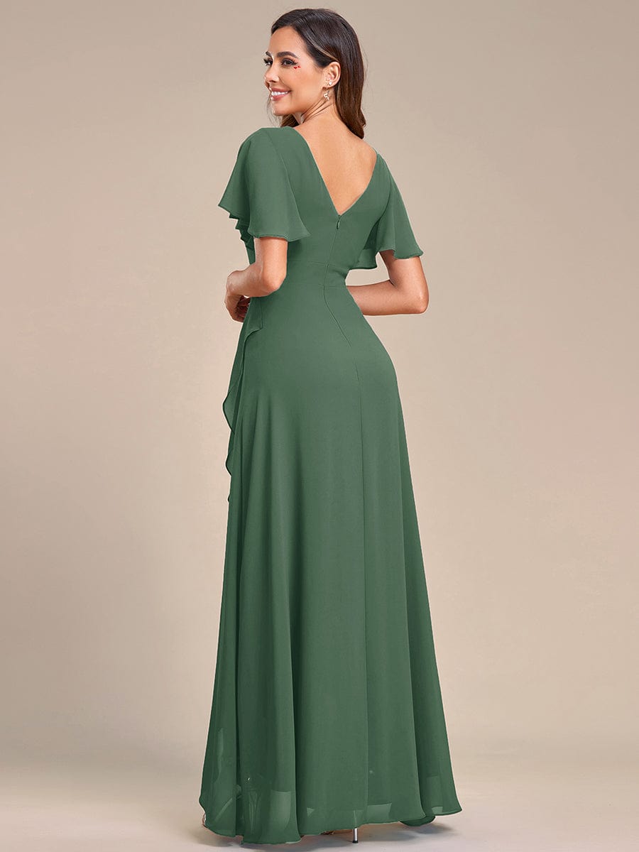 ever OREE|Ruffles Sleeve V-Neck Chiffon Bridesmaid Dress