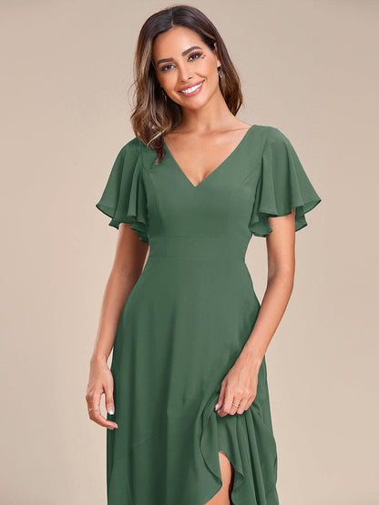 ever OREE|Ruffles Sleeve V-Neck Chiffon Bridesmaid Dress