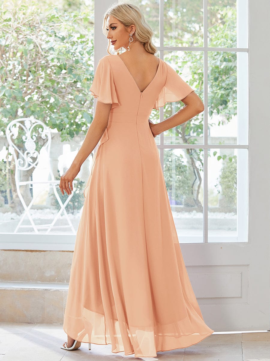 ever OREE|Ruffles Sleeve V-Neck Chiffon Bridesmaid Dress