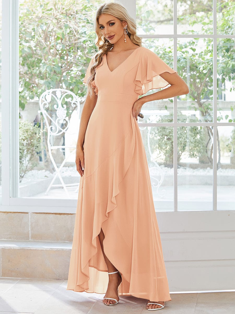 ever OREE|Ruffles Sleeve V-Neck Chiffon Bridesmaid Dress