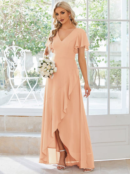 ever OREE|Ruffles Sleeve V-Neck Chiffon Bridesmaid Dress