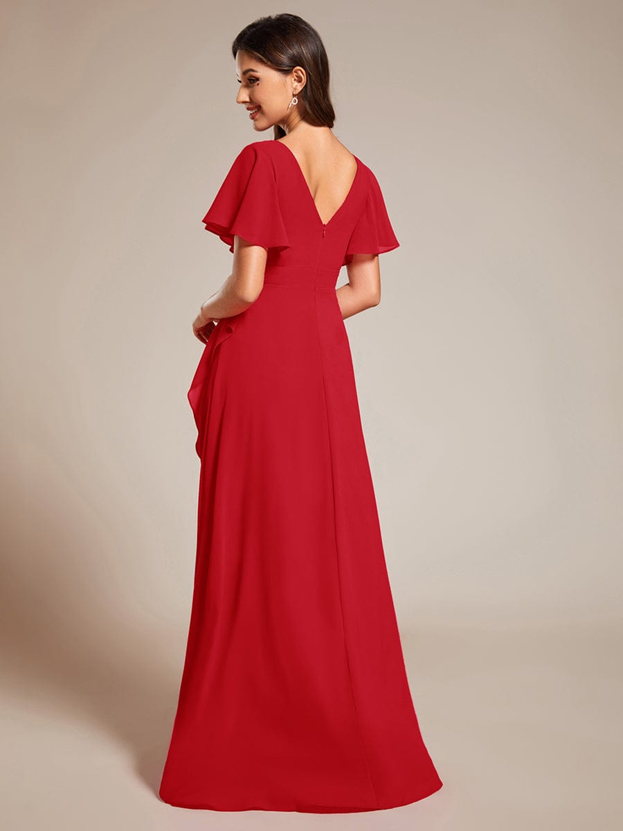 ever OREE|Ruffles Sleeve V-Neck Chiffon Bridesmaid Dress