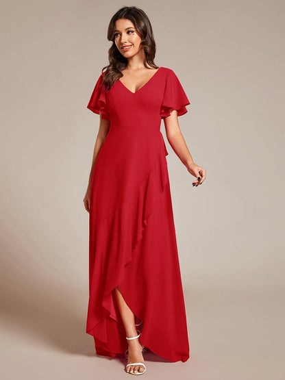 ever OREE|Ruffles Sleeve V-Neck Chiffon Bridesmaid Dress
