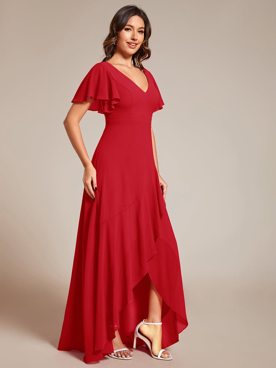 ever OREE|Ruffles Sleeve V-Neck Chiffon Bridesmaid Dress