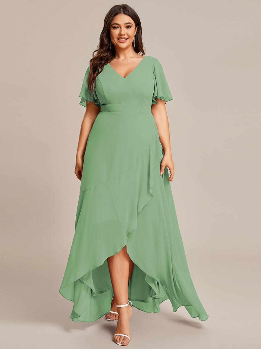 ever OREE|Ruffles Sleeve V-Neck Chiffon Bridesmaid Dress