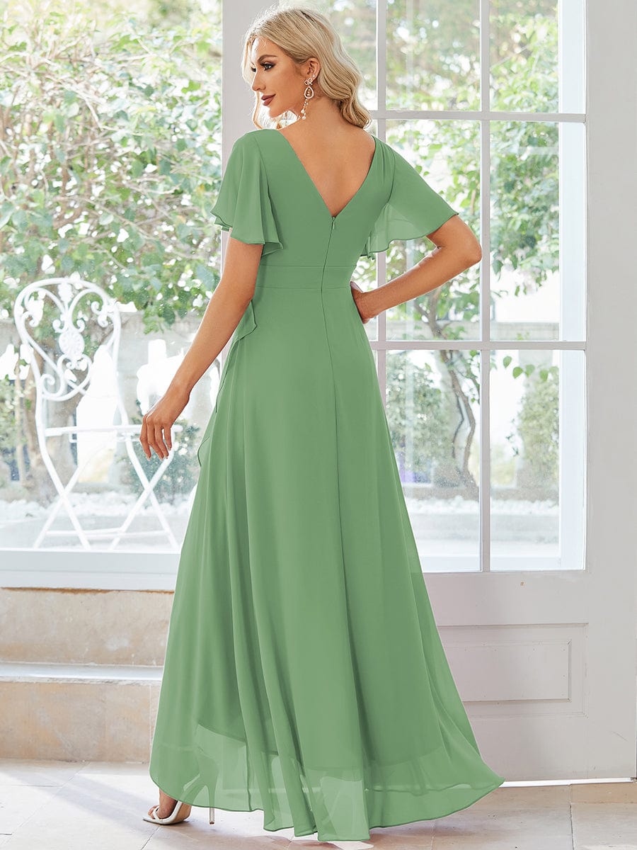 ever OREE|Ruffles Sleeve V-Neck Chiffon Bridesmaid Dress